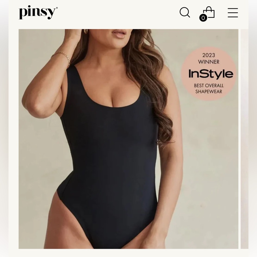Pinsy Scoop Tank Hourglass Shapewear Cheeky Bodysuit In Black